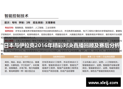 日本与伊拉克2016年精彩对决直播回顾及赛后分析